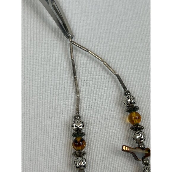 Hair Barrette Tortoiseshell Birds Silver Beaded Hair Clip Dangle Goody - Picture 4 of 7